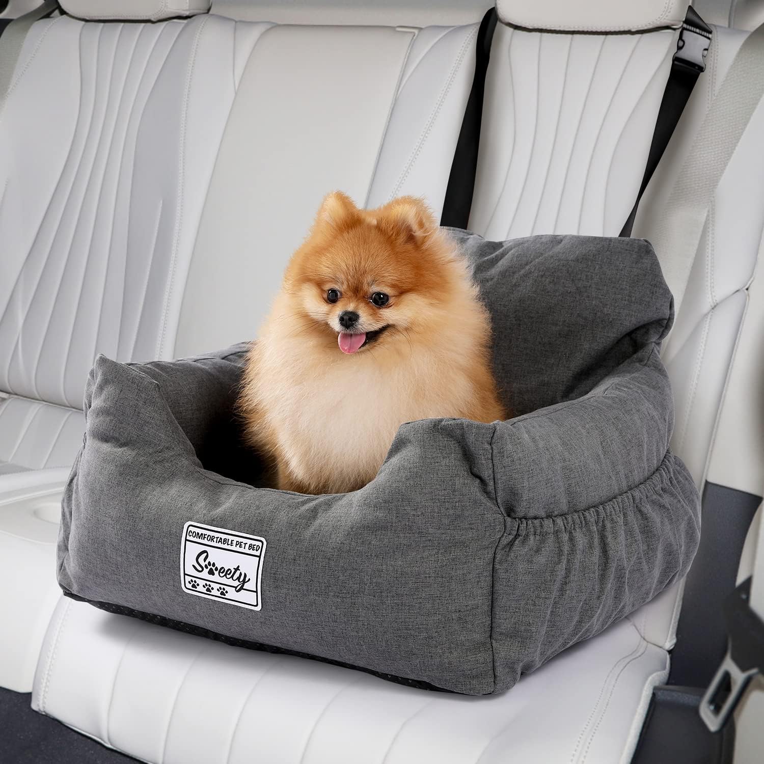 Assento de Carro para Cães – Banco Elevatório para Cães Pequenos, Destacável e Lavável, Cama de Viagem Antiderrapante – Cinzento