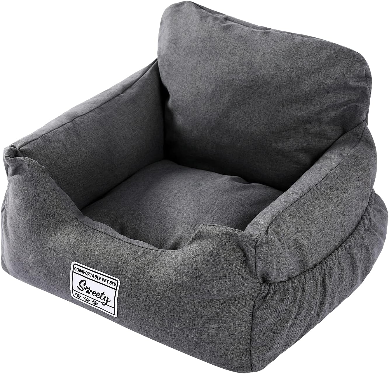 Assento de Carro para Cães – Banco Elevatório para Cães Pequenos, Destacável e Lavável, Cama de Viagem Antiderrapante – Cinzento