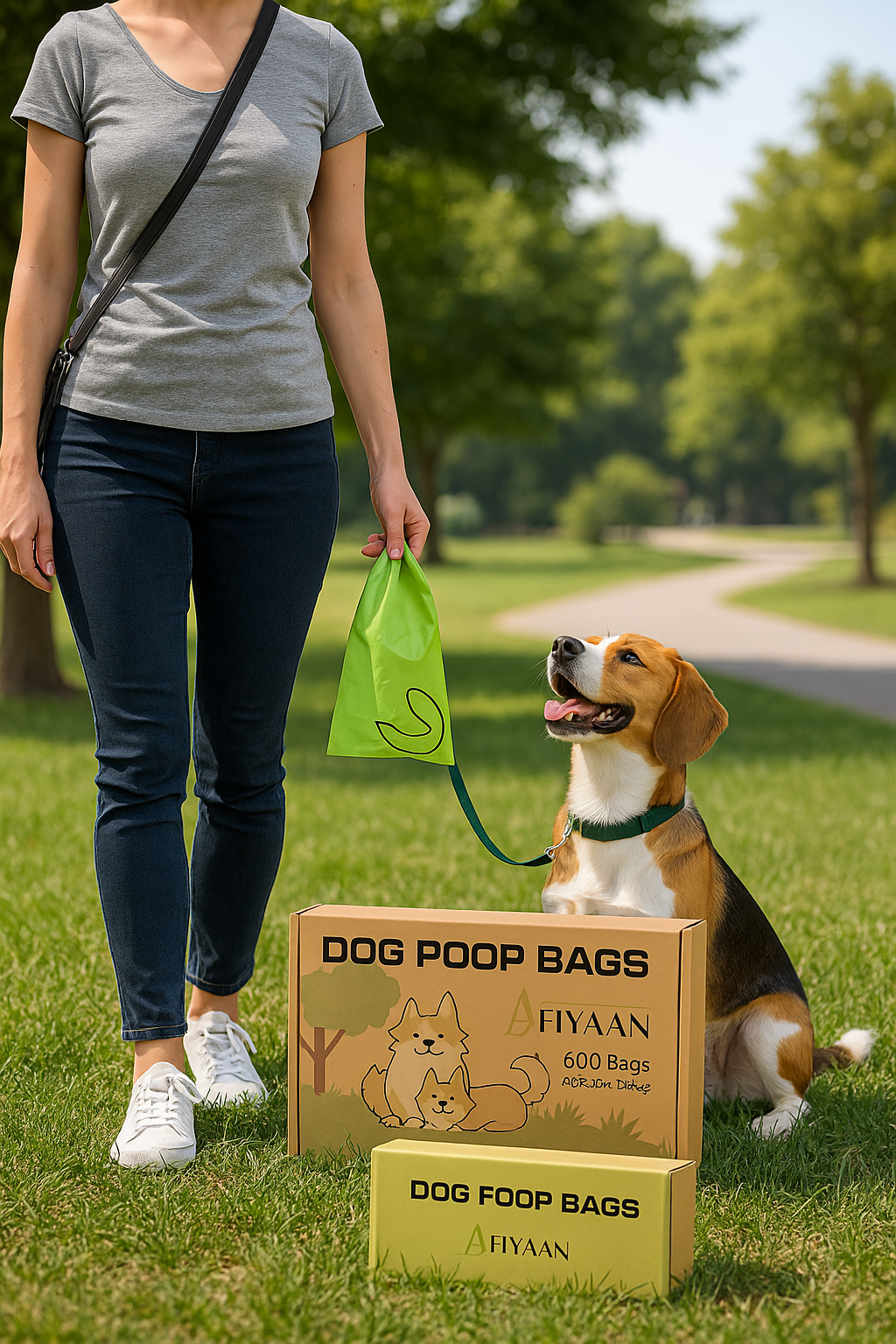 600 Sacos para Cocó, PET com Amido de Milho, Material de Polietileno + Amido de Milho, Sacos para Cocó Semibiodegradáveis – 31 x 23 cm – Verde (40 Rolos, 15 Sacos Cada)