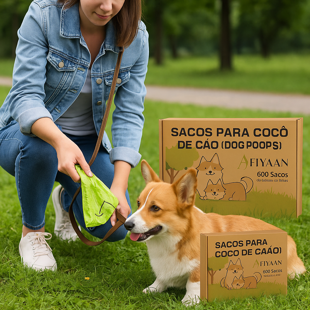 600 Sacos para Cocó, PET com Amido de Milho, Material de Polietileno + Amido de Milho, Sacos para Cocó Semibiodegradáveis – 31 x 23 cm – Verde (40 Rolos, 15 Sacos Cada)