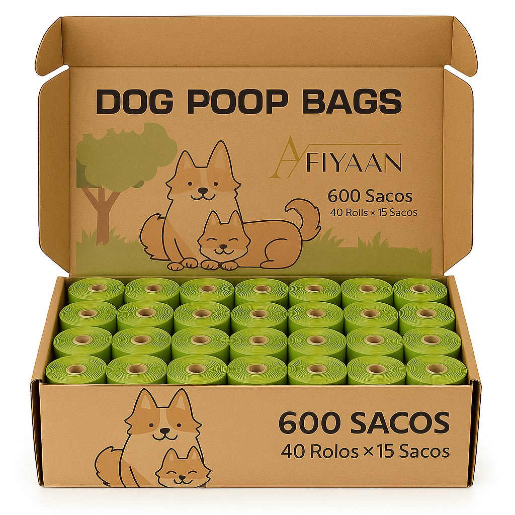 600 Sacos para Cocó, PET com Amido de Milho, Material de Polietileno + Amido de Milho, Sacos para Cocó Semibiodegradáveis – 31 x 23 cm – Verde (40 Rolos, 15 Sacos Cada)