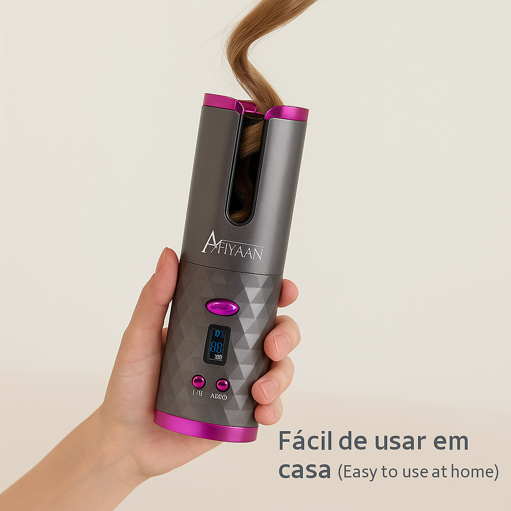 “Afiyaan Modelador de Cabelo Automático – Cacheador Anti-Queimadura Rotativo”