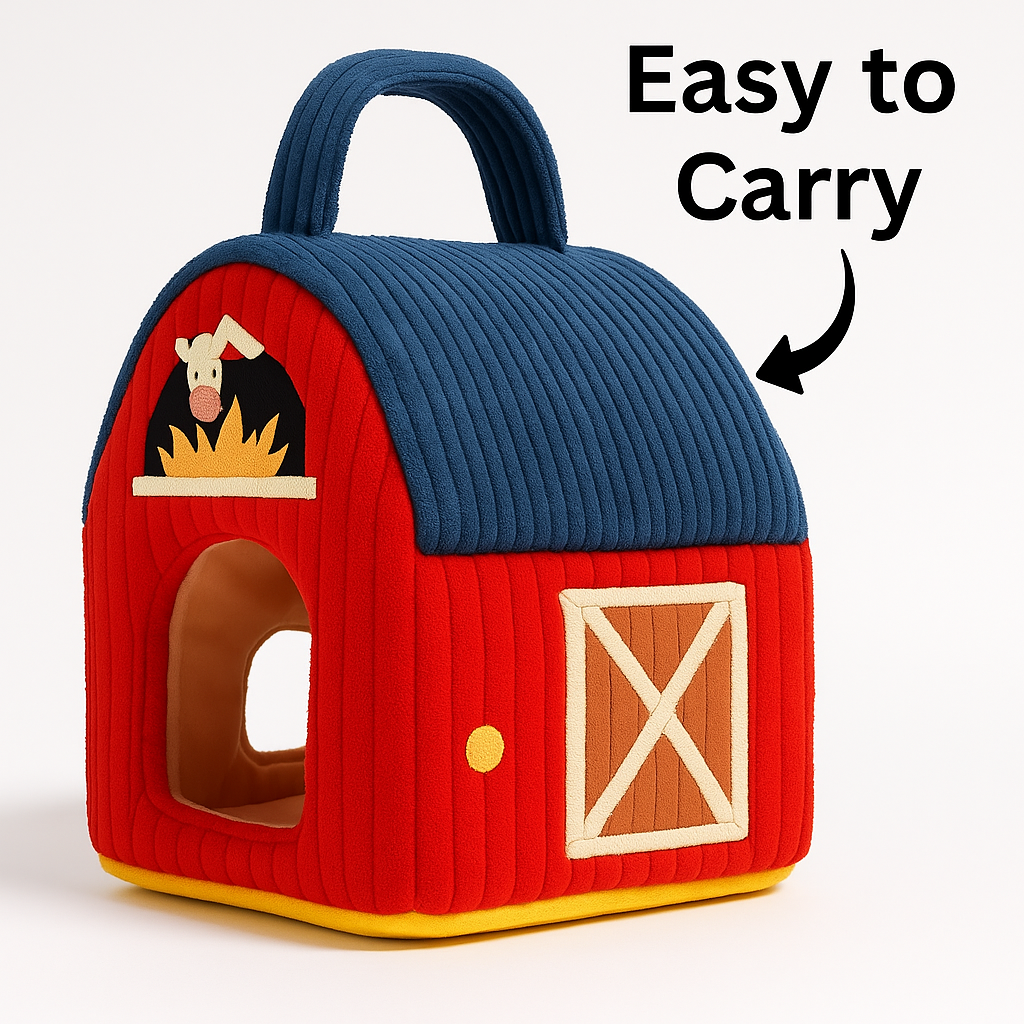 Casa de Fazenda com Bonecos de Pelúcia – Brinquedo Educativo Infantil Sensorial com Animais de Pelúcia Miniatura