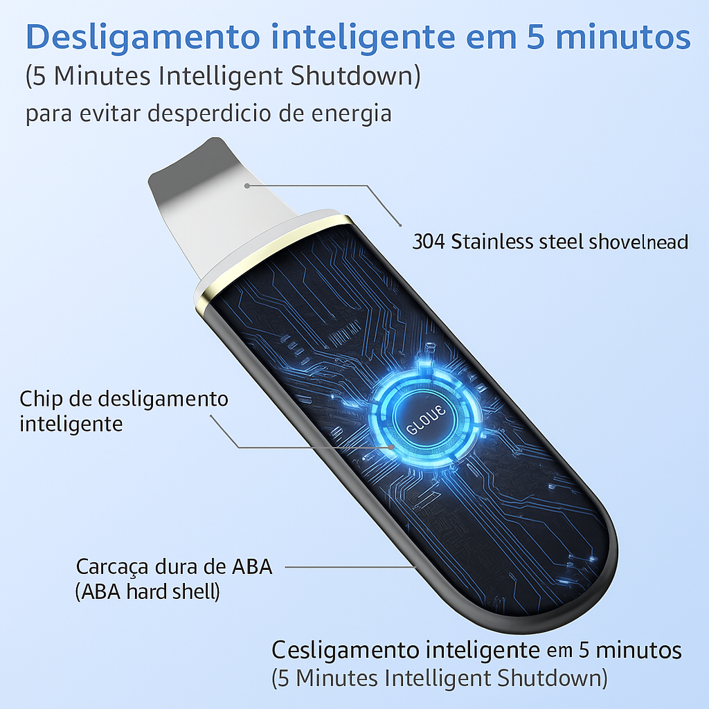 Afiyaan Espátula Facial Ultrassônica – Removedor de Cravos Recarregável com 4 Modos para Limpeza Profunda