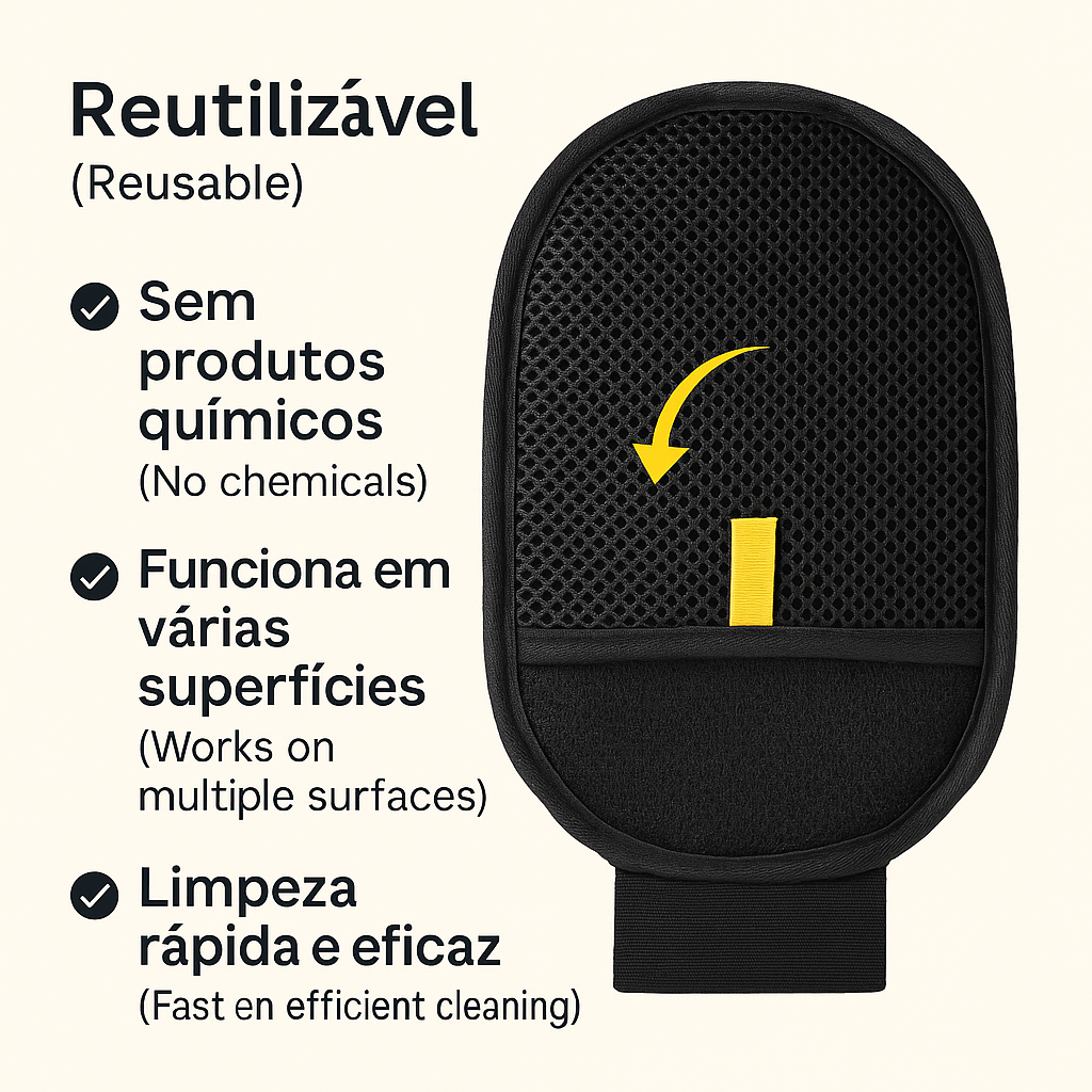 Luvas Eletrostáticas Removedoras de Pelos de Animais Afiyaan – Pack com 2 + Fecho Zip – Reutilizáveis, Sem Produtos Químicos – Removem Facilmente Pelos de Animais de Sofás, Tapetes, Bancos de Carro e Camas – Ecológicas e Duráveis
