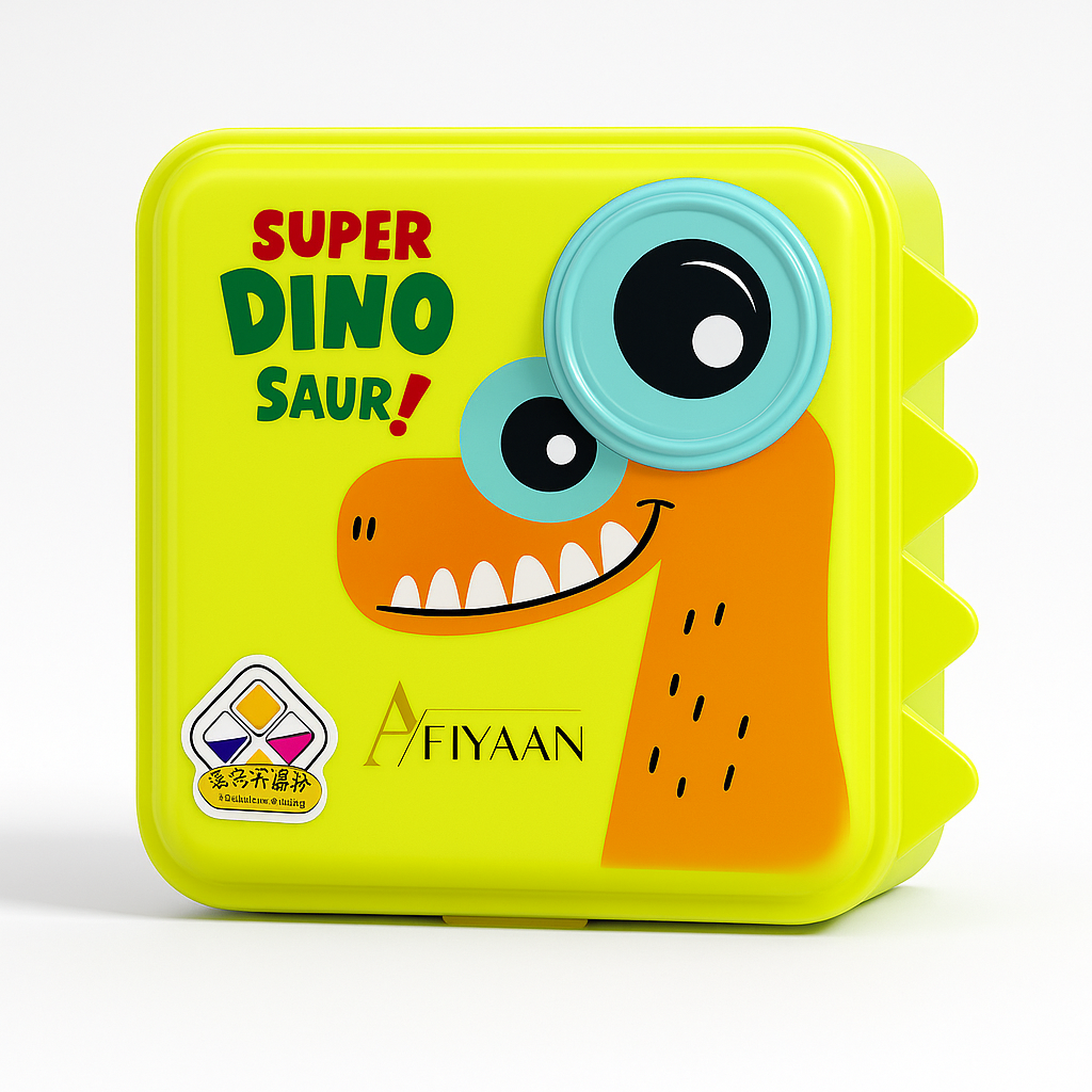 Lancheira Infantil Afiyaan – Caixa de Almoço com Design Divertido de Dinossauro, Portátil e Resistente