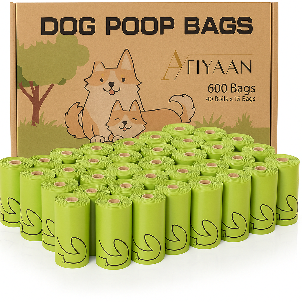 600 Sacos para Cocó, PET com Amido de Milho, Material de Polietileno + Amido de Milho, Sacos para Cocó Semibiodegradáveis – 31 x 23 cm – Verde (40 Rolos, 15 Sacos Cada)