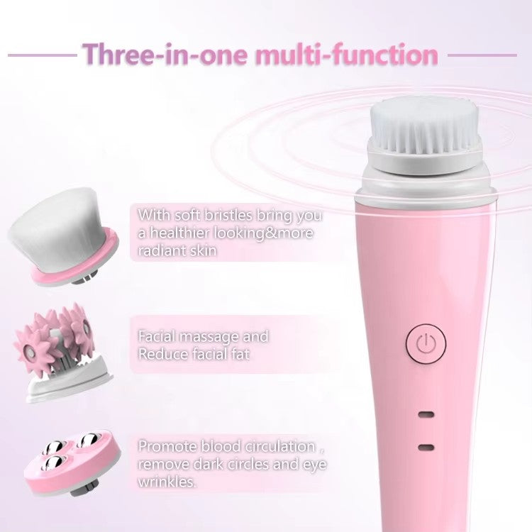 SG-703 Limpador Facial Sónico 3 em 1 a Pilhas – Multi-funcional com Cabeças de Escova Substituíveis para Esfoliação da Pele