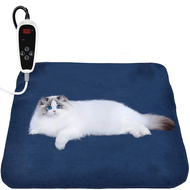 Tapete Impermeável Antimordida para Cães e Gatos – Cama Aquecida com Infravermelhos Distantes, Almofada de Aquecimento para Animais com Termóstato e Temporizador