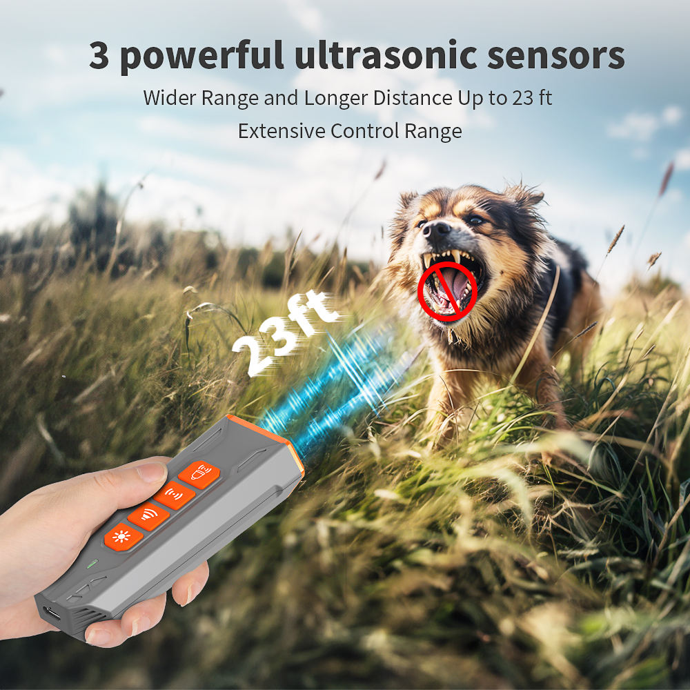 Dispositivo de Controlo de Latido – Aparelho Ultrassónico para Cães com LED, Repelente Ultrassónico Portátil