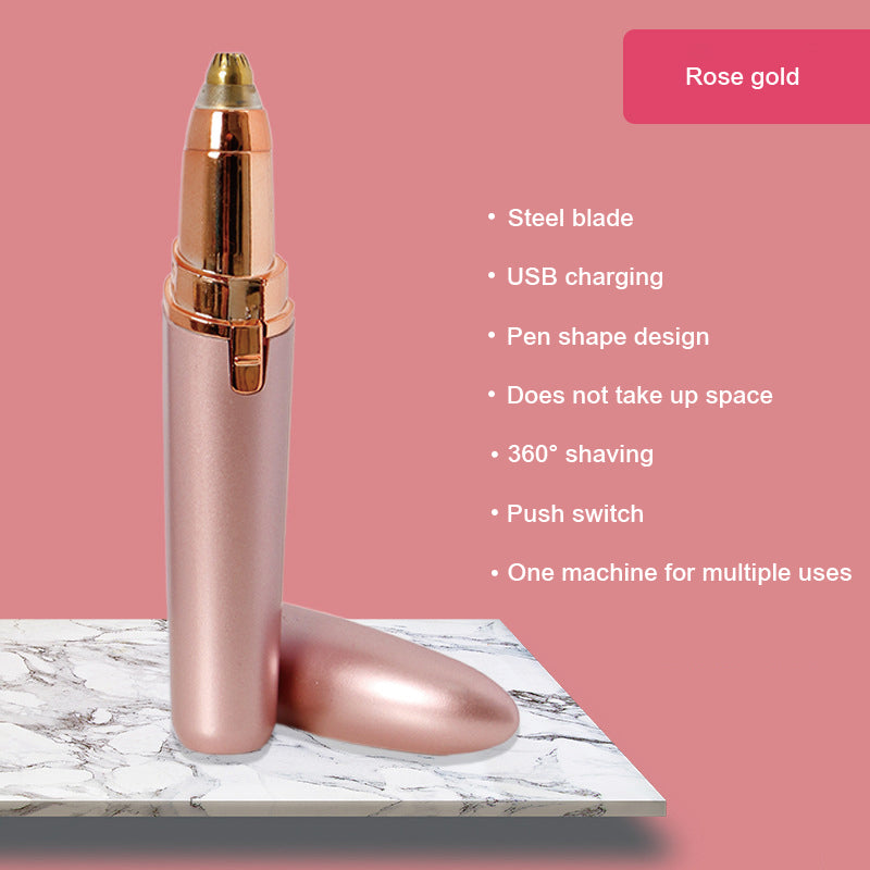 Aparador Elétrico Portátil Mini para Sobrancelhas Femininas – Removedor de Pêlos USB, À Prova de Água, Depiladora Facial Indolor