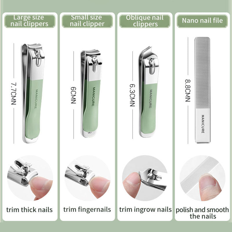 Kit Profissional 18PCS de Manicure & Pedicure em Aço Inoxidável – Conjunto de Viagem Branco para Cuidados com as Unhas