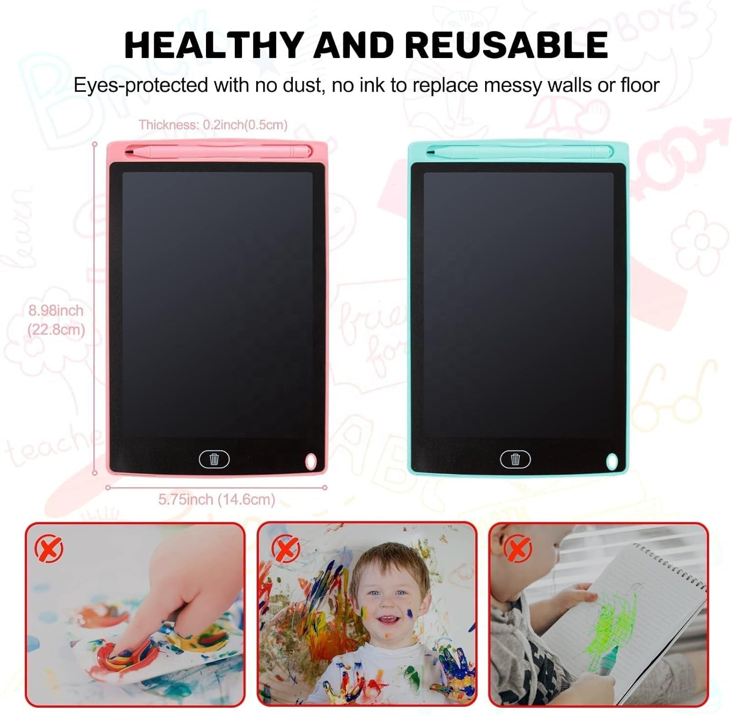 Tablet de Escrita LCD 8.5” – Quadro de Desenho Colorido para Crianças, Tablet de Escrita Portátil