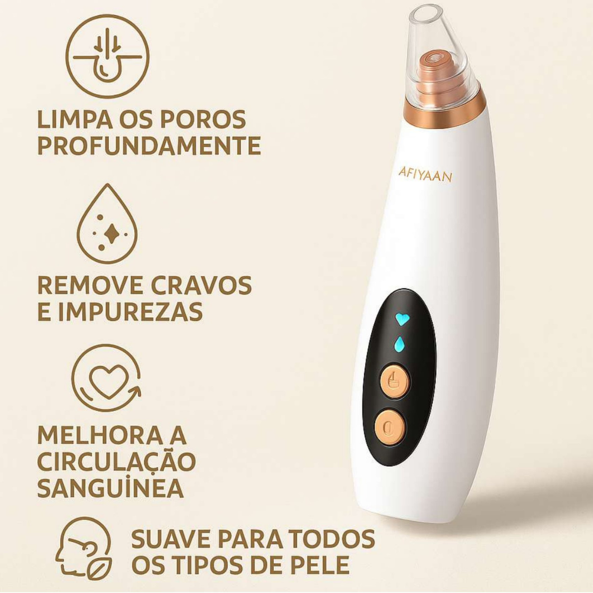 Removedor Elétrico de Cravos e Acne – Aparelho de Sucção a Vácuo para Limpeza Facial e Poros