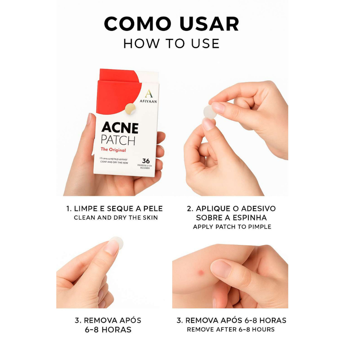 Patches Invisíveis para Acne – Hidrocoloide Cicatrizante e Anti-Espinhas