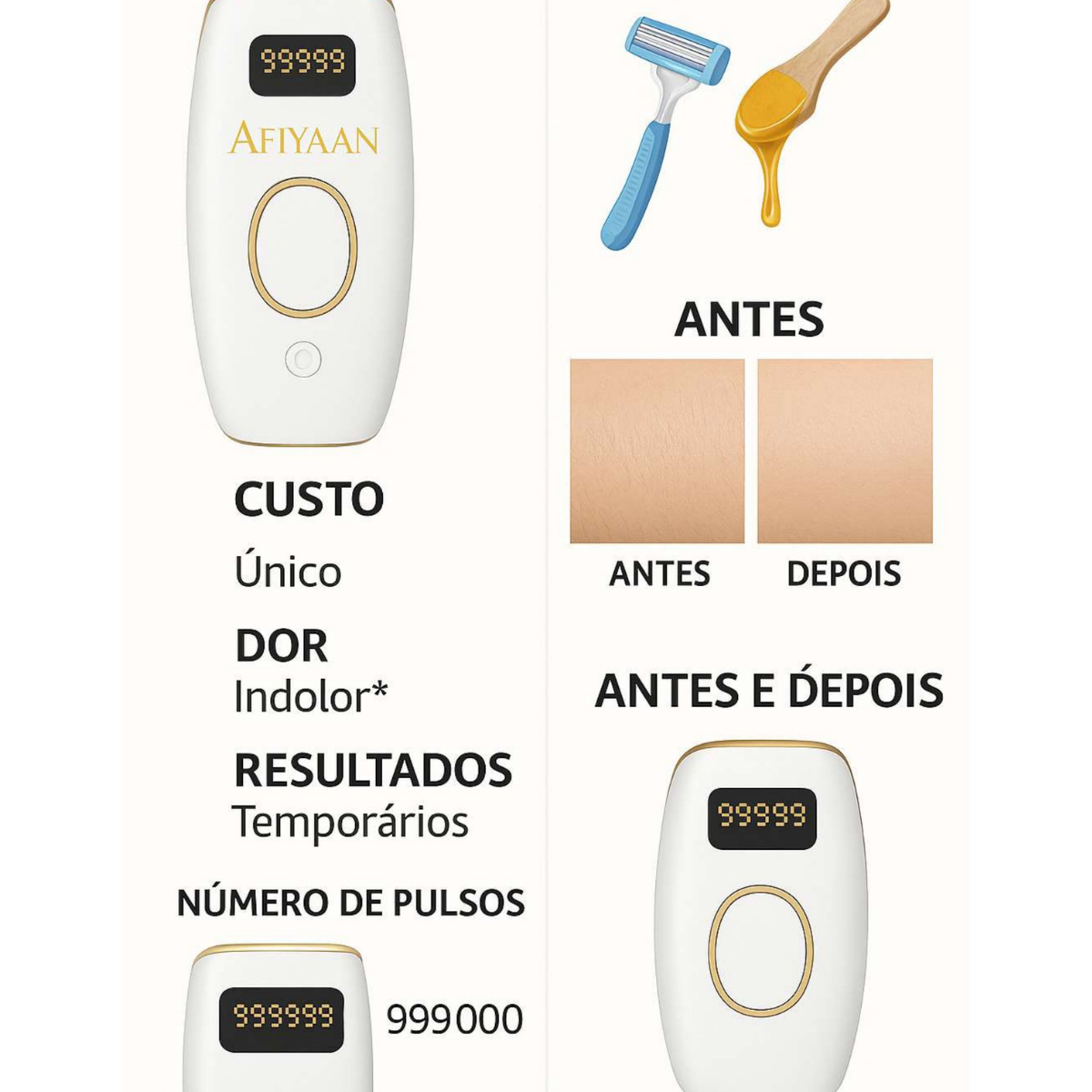 Depiladora a Laser IPL Portátil – Remoção de Pelos a Laser para Mulheres