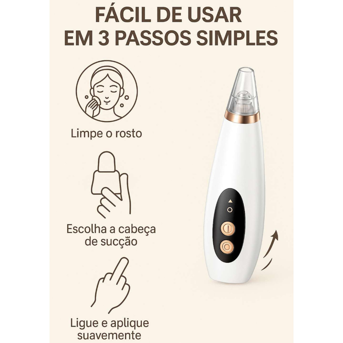 Removedor Elétrico de Cravos e Acne – Aparelho de Sucção a Vácuo para Limpeza Facial e Poros