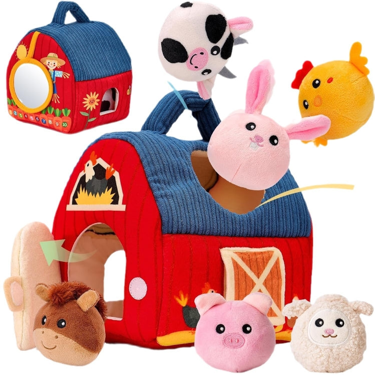 Casa de Fazenda com Bonecos de Pelúcia – Brinquedo Educativo Infantil Sensorial com Animais de Pelúcia Miniatura